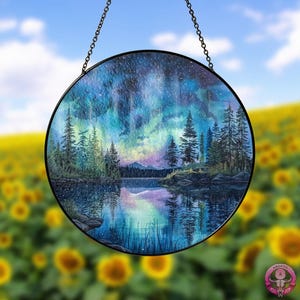 Aurora Borealis, Northern Lights Suncatcher, Stained Glass Style Wall, Housewarming Gift, Window Hanging, Adventure Gifts, Wall Decor