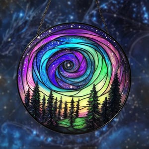 Aurora Borealis Suncatcher: Handcrafted Northern Lights Glass Art