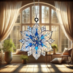 Acrylic Snowflake Suncatcher, Handmade Winter Window Decor, Holiday Window Hanging Gift