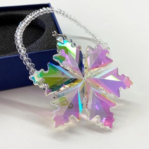 75mm Suncatcher K9 CrystaL AB Star Snowflake Prism Rainbow Aurora Borealis Iridescent Rhinestone Christmas Tree Ornament Charm Car Home